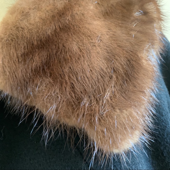 Vintage wool coat mink collar - Picture 3 of 6